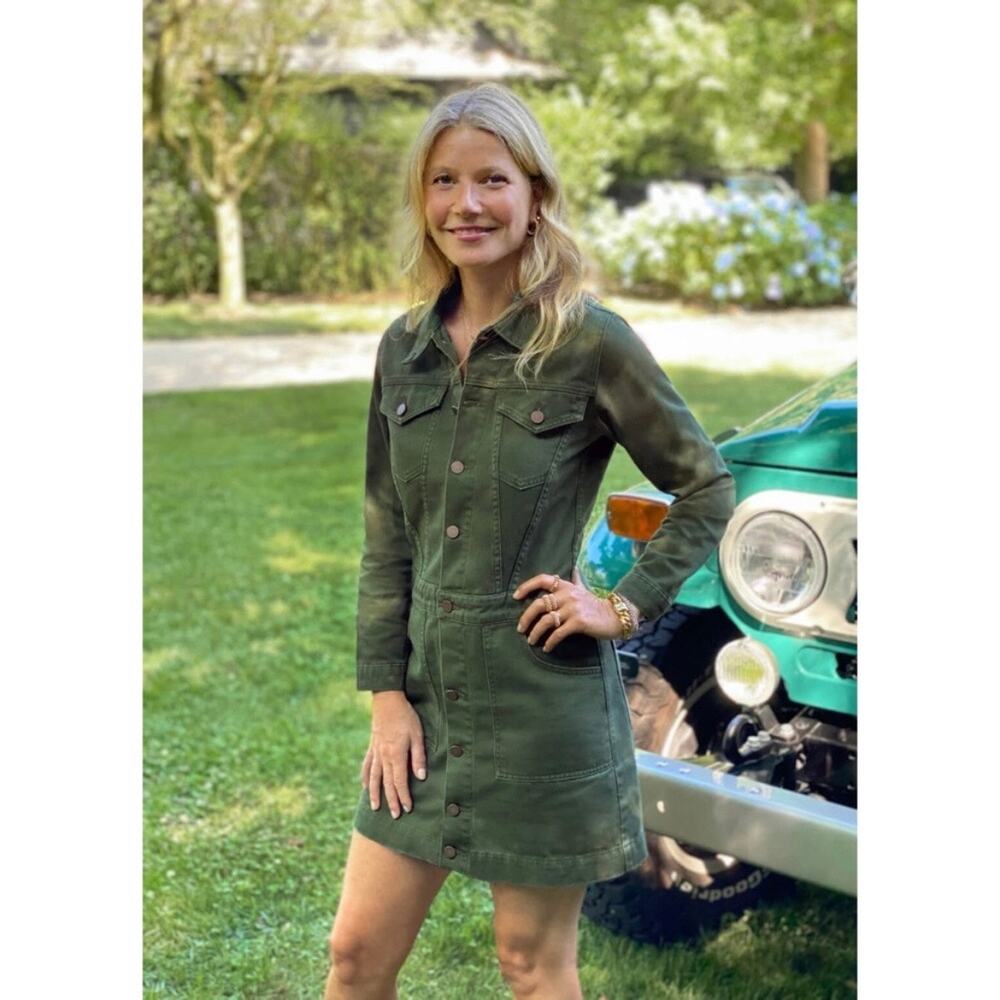 G. Label By Goop XS Bishop Denim Dress Green